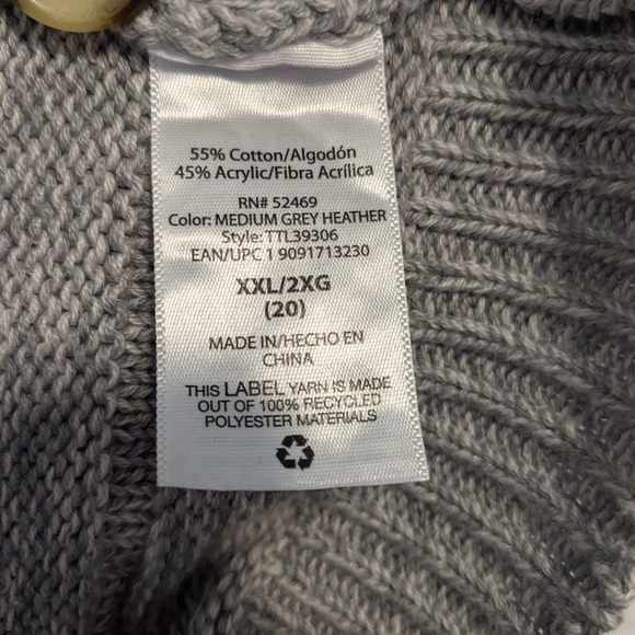 Time And Tru Gray Button-Up Women's Sweater Size XXL - Picture 4 of 5